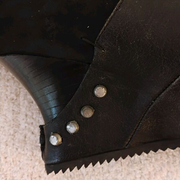 John fluevog boots Studded Wedge Goth Punk Metal Rock Band Grunge womens Sz 8 - Picture 10 of 12